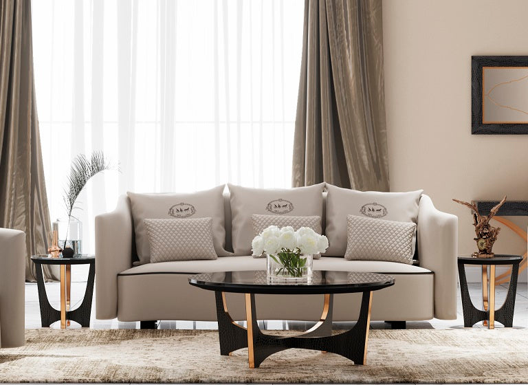 A&X Talin Modern Beige Fabric Sofa set-Sofa Set-VIG-Wall2Wall Furnishings