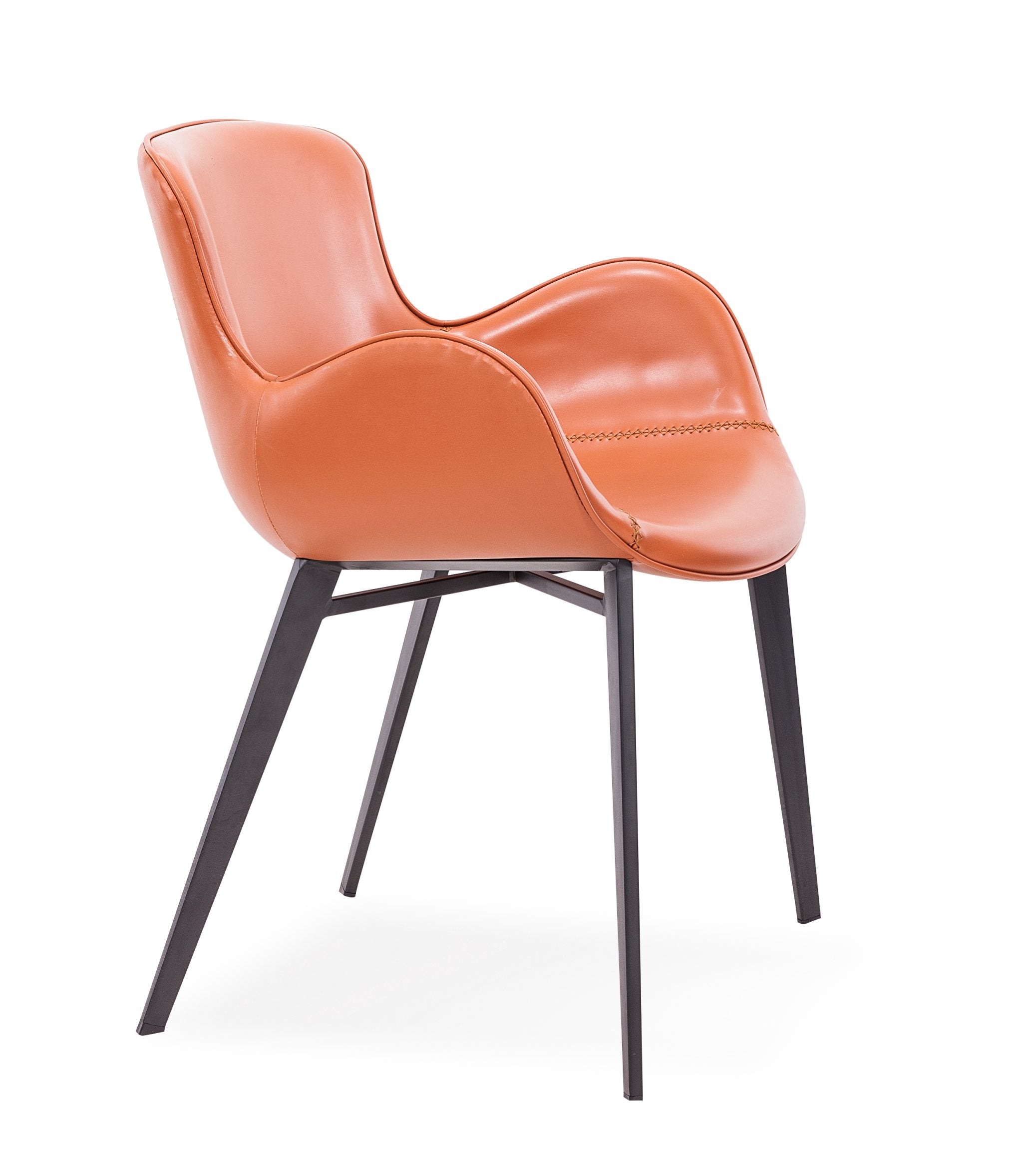 Modrest Tayla - Modern Cognac Eco-Leather Dining Chair-Dining Chair-VIG-Wall2Wall Furnishings