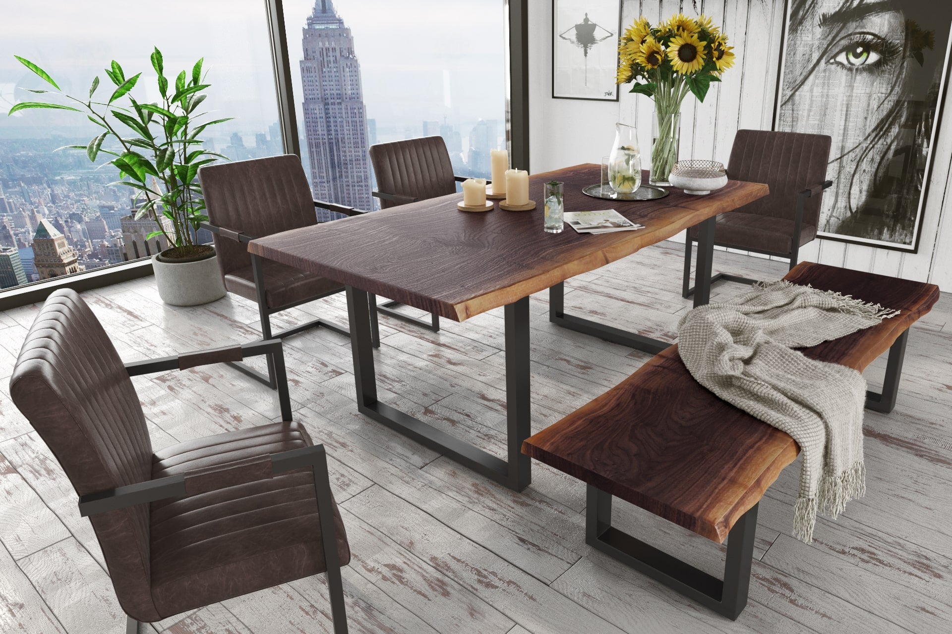 Modrest Taylor Large Modern Live Edge Wood Dining Table-Dining Table-VIG-Wall2Wall Furnishings