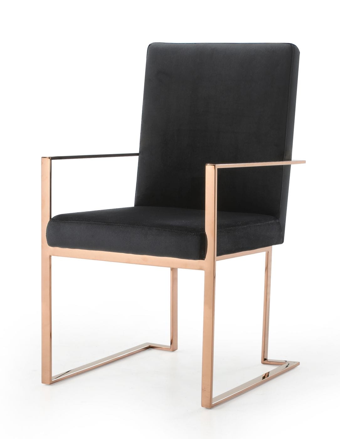 Modrest Trea - Modern Black Velvet & Rosegold Dining Chair-Dining Chair-VIG-Wall2Wall Furnishings