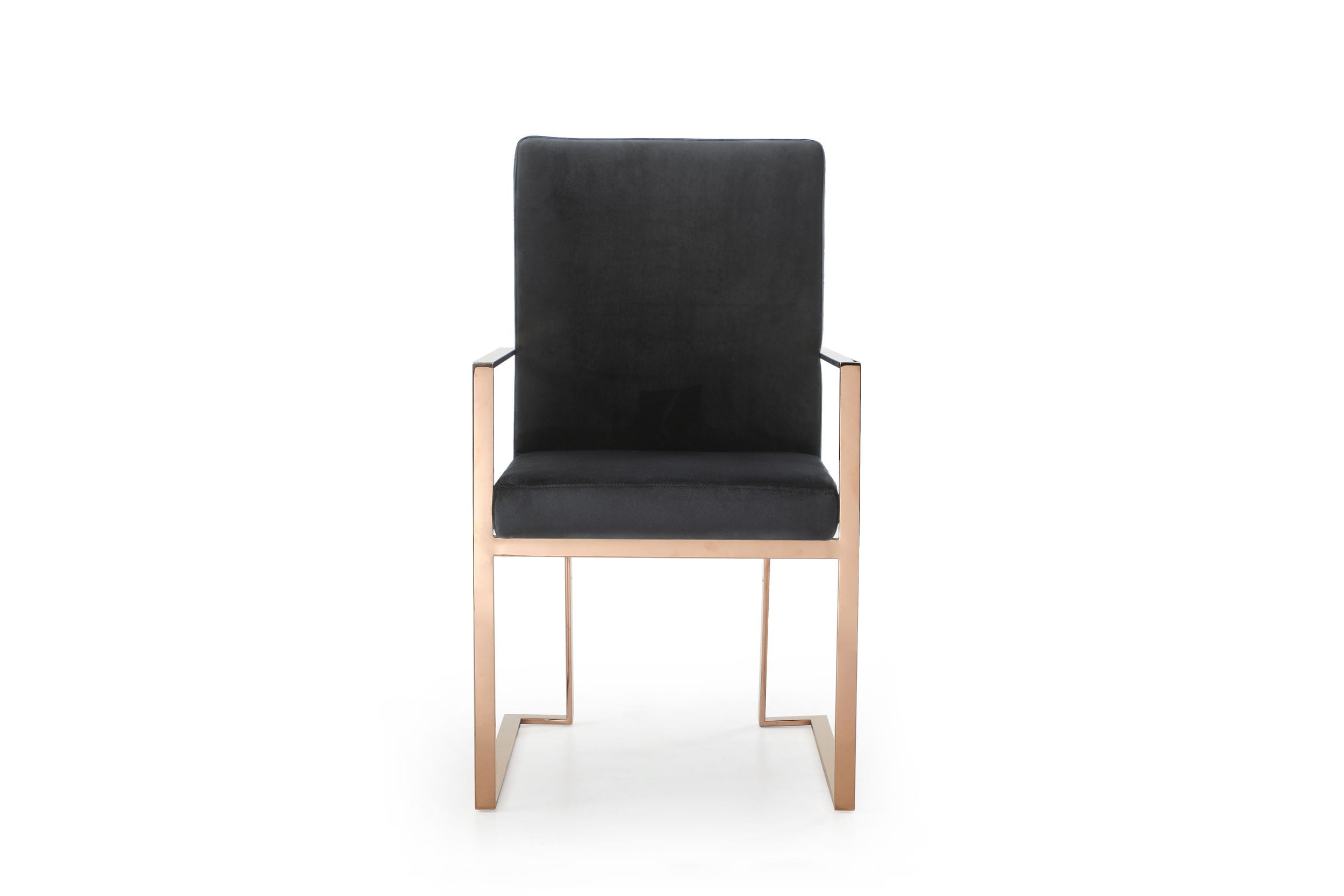 Modrest Trea - Modern Black Velvet & Rosegold Dining Chair-Dining Chair-VIG-Wall2Wall Furnishings
