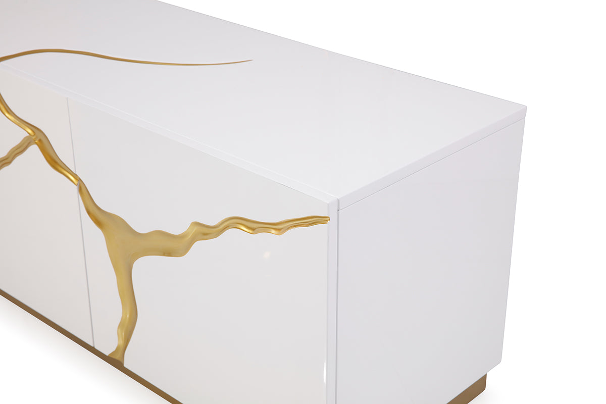 Modrest Aspen Modern White & Gold TV Stand-TV Stand-VIG-Wall2Wall Furnishings