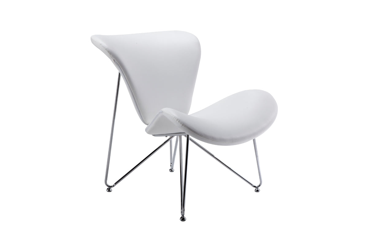 Modrest Decatur Contemporary White Leatherette Accent Chair-Lounge Chair-VIG-Wall2Wall Furnishings