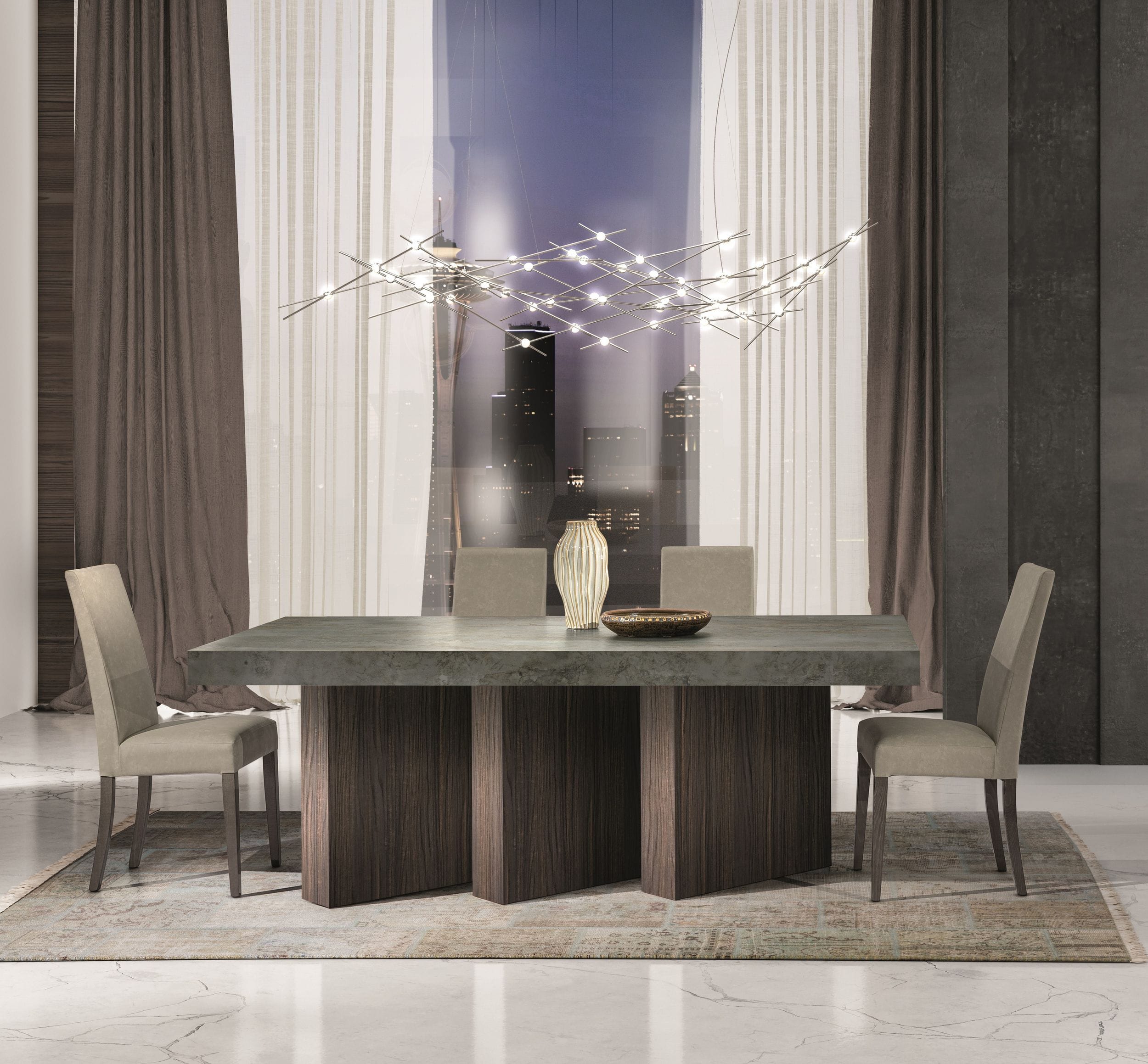 Nova Domus Amsterdam - Modern Grey Volcano & Eucalyptus Oak Dining Table-Dining Table-VIG-Wall2Wall Furnishings