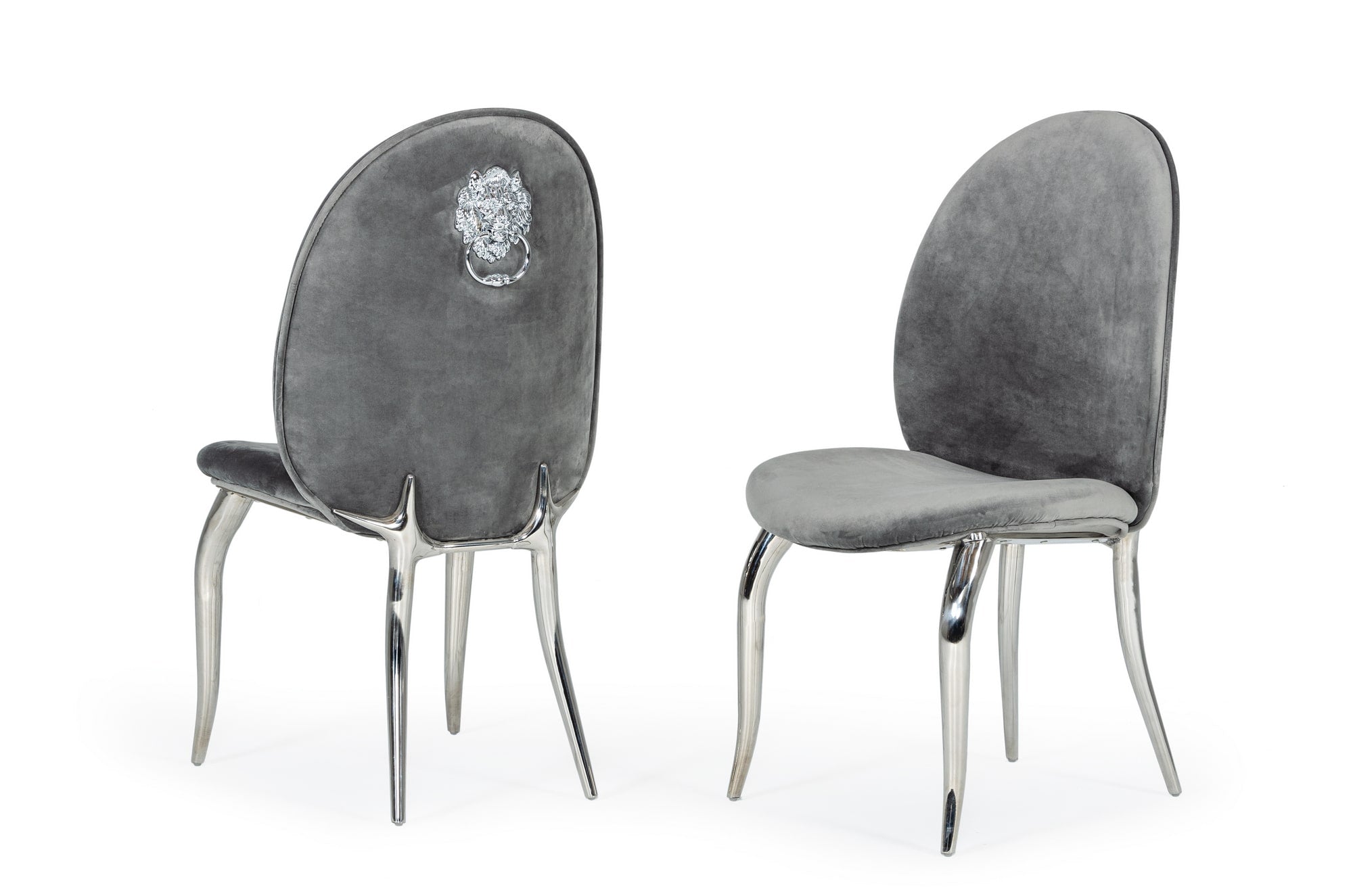 Modrest Vince - Modern Grey Velvet Dining Chair Set of 2-Dining Chair-VIG-Wall2Wall Furnishings