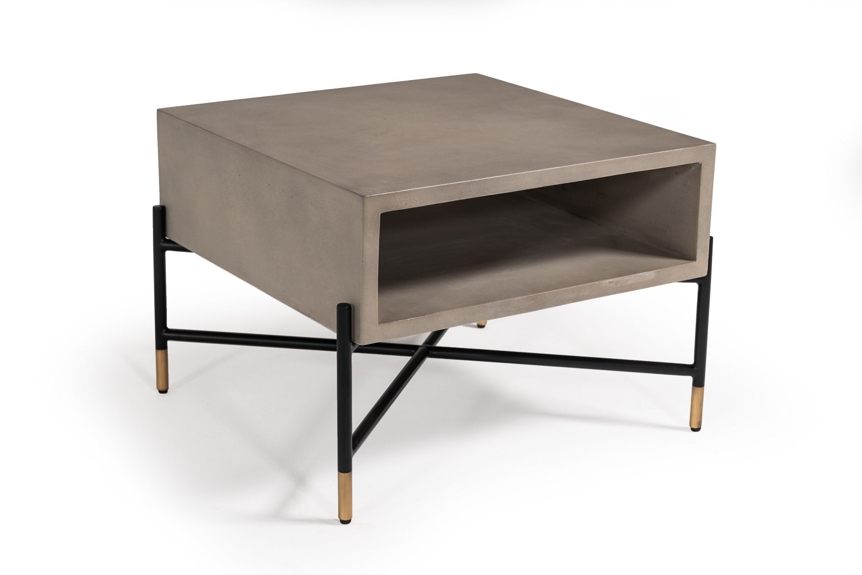 Modrest Walker Modern Concrete & Metal Coffee Table-Coffee Table-VIG-Wall2Wall Furnishings
