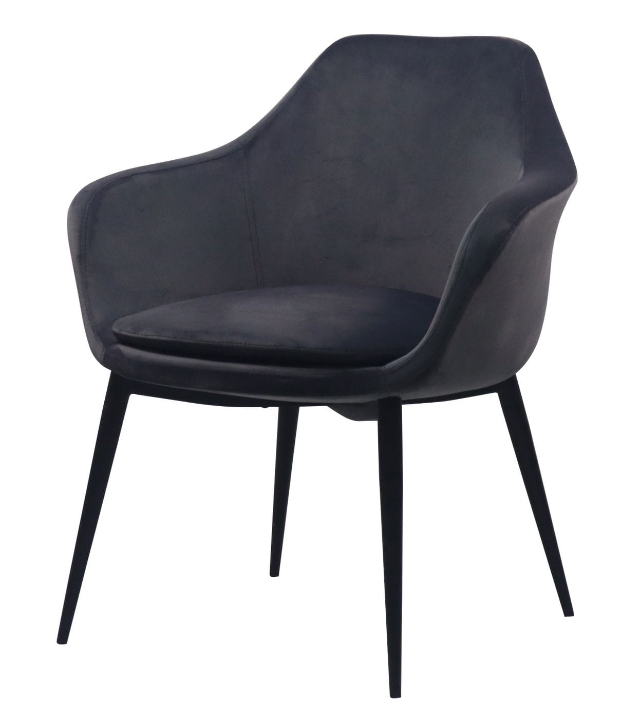 Modrest Wilson - Modern Grey Velvet & Black Dining Chair-Dining Chair-VIG-Wall2Wall Furnishings