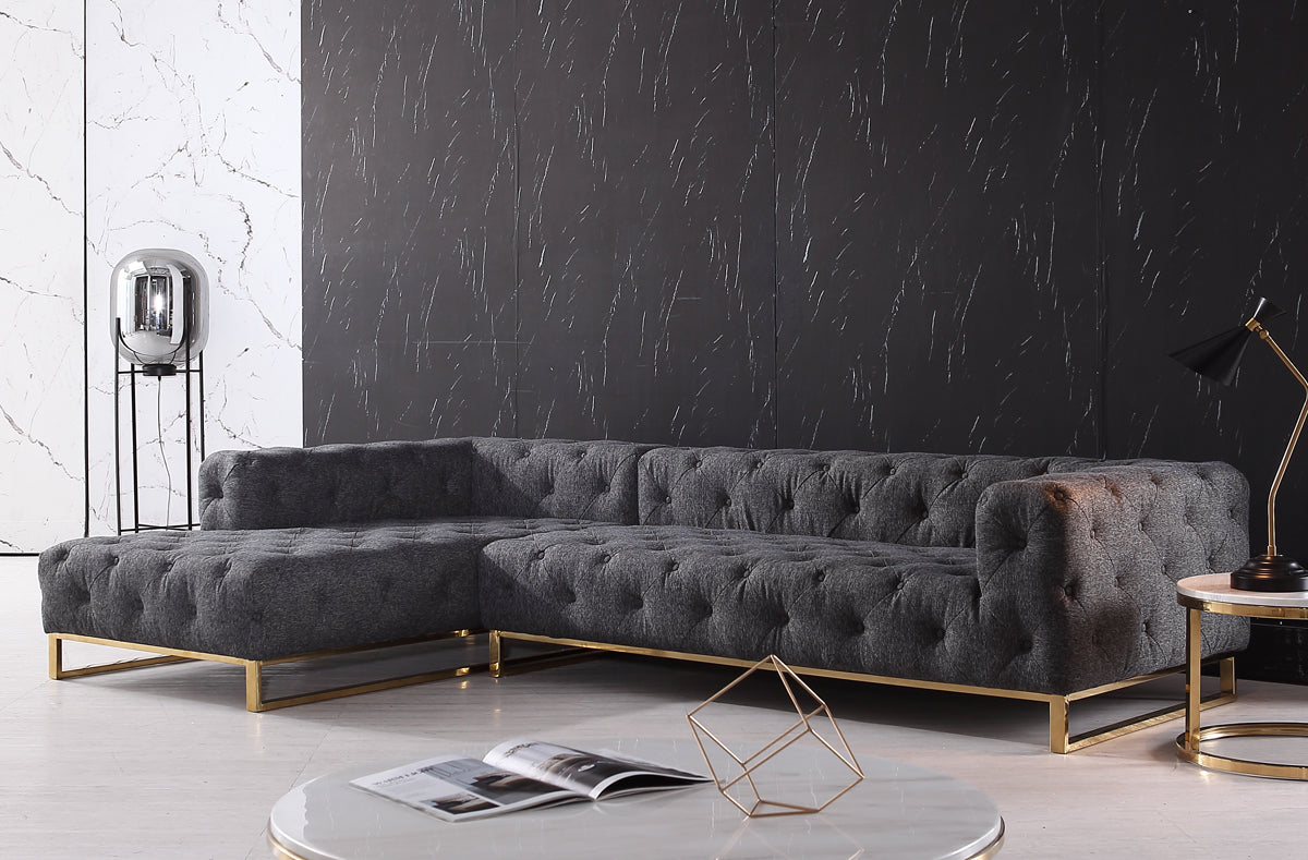 Divani Casa Willa Modern Grey Fabric Sectional Sofa-Sectional Sofa-VIG-Wall2Wall Furnishings