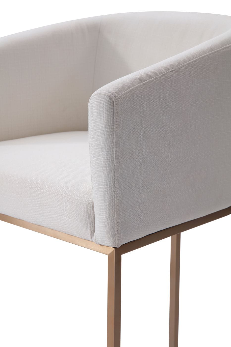 Modrest Yukon - Modern White Fabric & Brushed Bronze Bar Chair-Bar Stool-VIG-Wall2Wall Furnishings