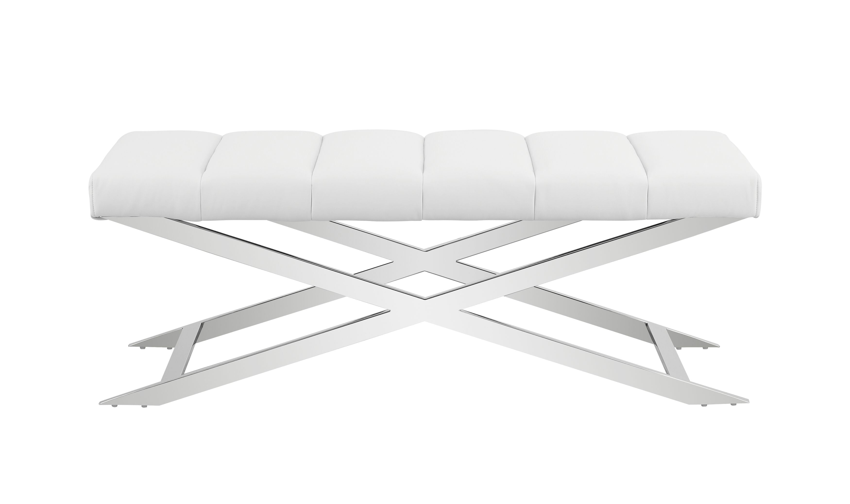 Modrest Xane - Contemporary White Vegan Leather Bench-Bench-VIG-Wall2Wall Furnishings
