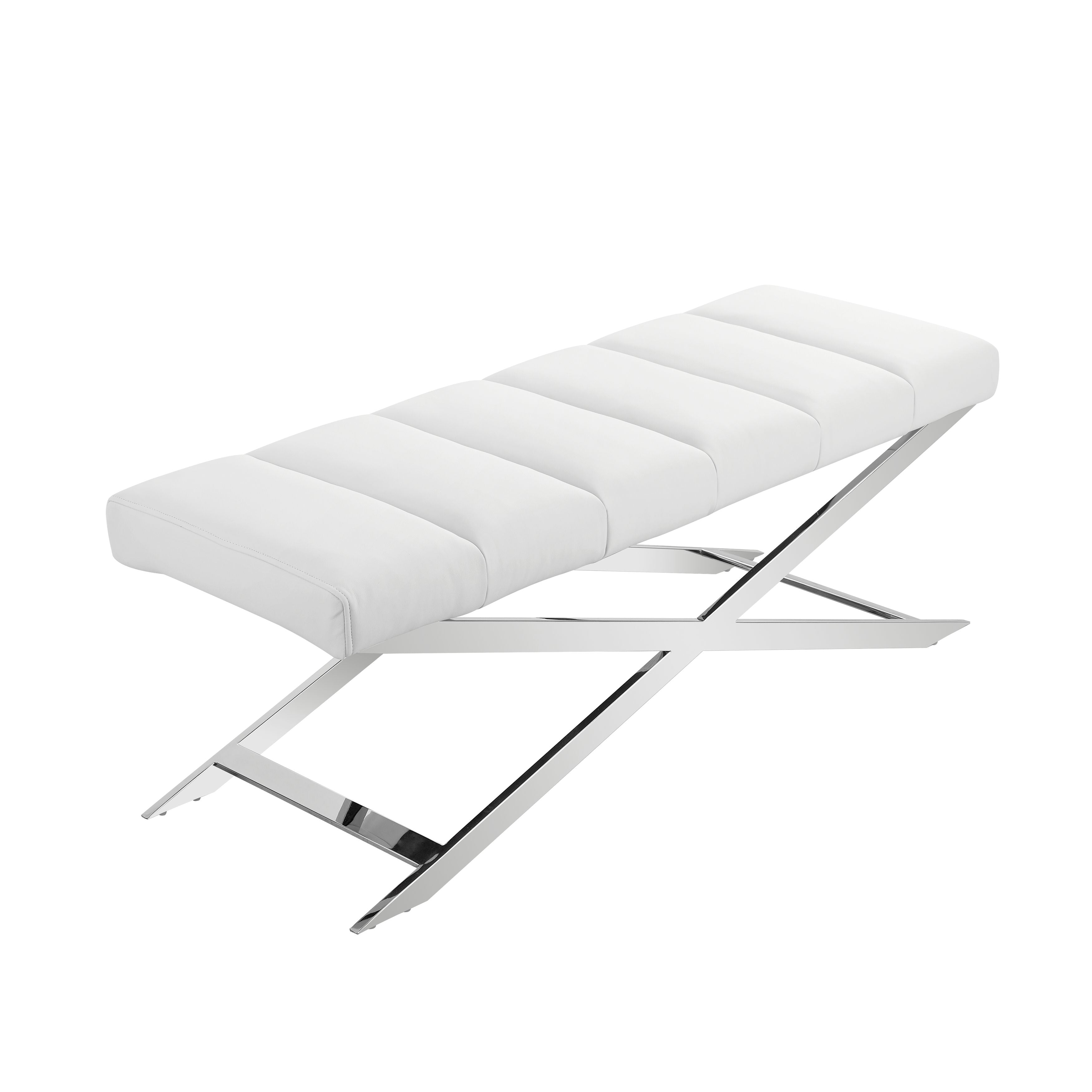 Modrest Xane - Contemporary White Vegan Leather Bench-Bench-VIG-Wall2Wall Furnishings